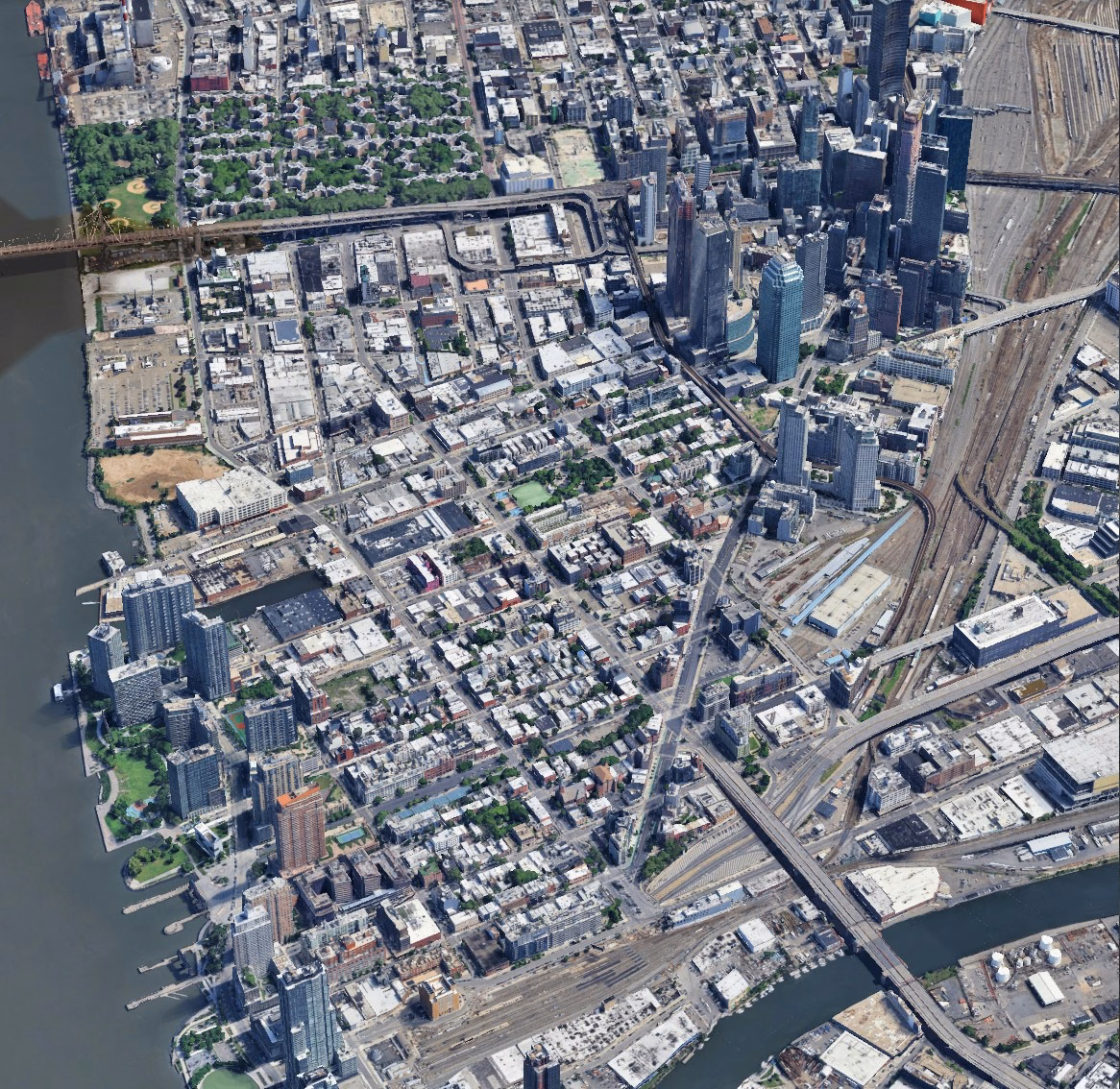 Referencia de geometría 3D de Long Island City, Queens, antes del renderizado fotorrealista